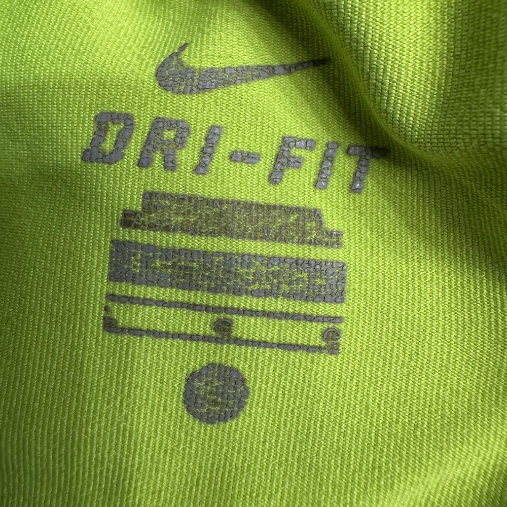 Nike Dri Fit Women’s Neon Yellow White Running Athletic Shorts Size Large - Picture 2 of 7